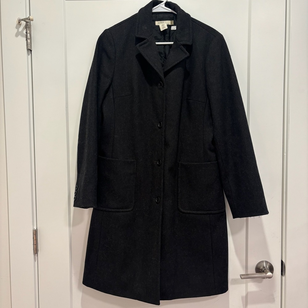 J.Crew Womens Black Wool Blend Quilted Lining Car Coat Jacket Size‎ M RN77388